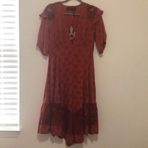 Free People Dotted Macrame Party Midi Dress